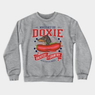 Funny Doxie with red white and blue plane Dachshund in Sausage plane USA Crewneck Sweatshirt